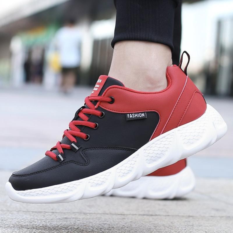 Men's Light Trainers PU Leather Running Sneakers Man Fashion Casual Sports Shoes Jogging Walking Outdoor Shoes Waterproof Size 39-46