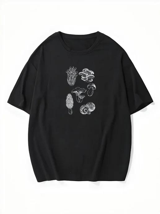 Oversized T-shirt with a mushroom print XL