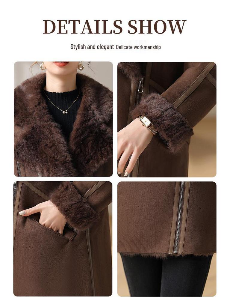 2025 Autumn/Winter New Arrival: Large Lapel Faux Fur Coat for Mid-Aged Women