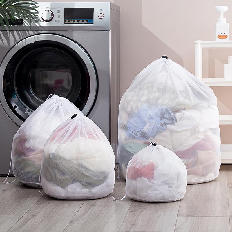 Sac à linge en filet noir extra large, lavable en machine avec cordon de serrage pour rideaux et housses de couette