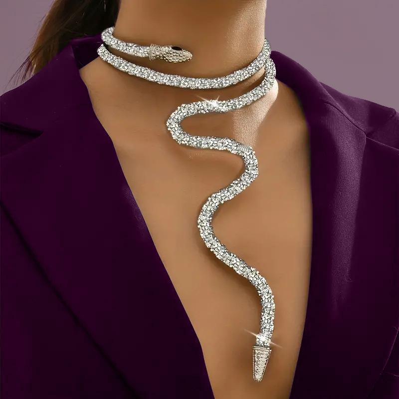 

Ожерелье Spice Girl Сексуальный Змеиный Витой Дизайн Ветер Ожерелье Воротник Браслет Регулируемый серебряный серый