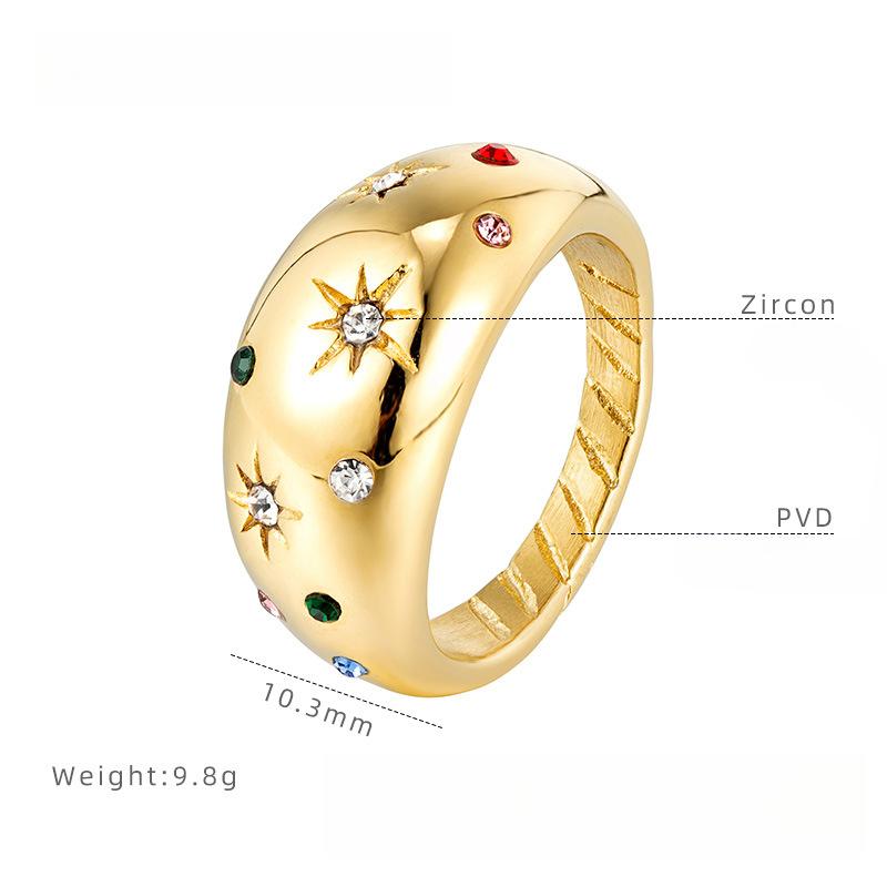 Dome Stone Diamond Star Ring Stainless Steel Plated High-end Ring Women's Niche Light Luxury Accessories