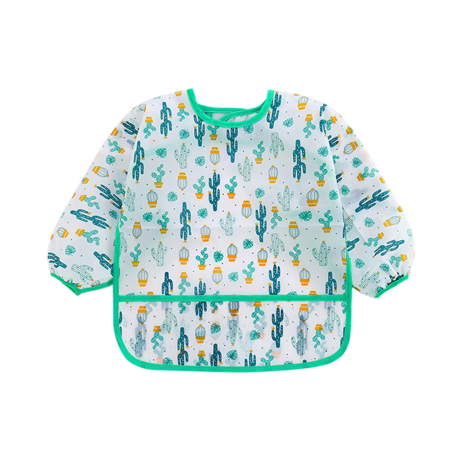 

Нагрудник с длинным рукавом для малышей, водонепроницаемый, с мягким мультяшным рисунком для девочек и мальчиков 100 зелёный