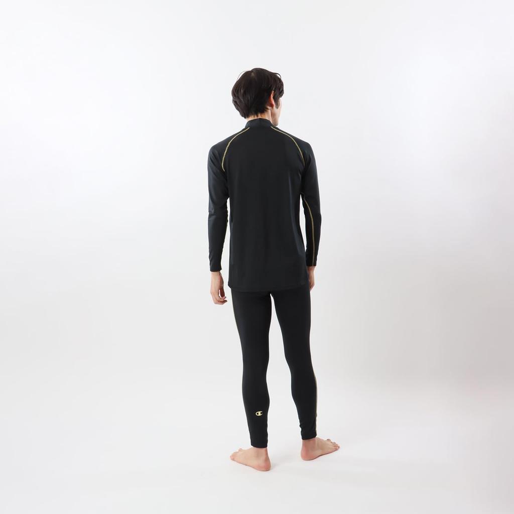 Champion Long Sleeve UV Mock Black X Size Medium Men's T-Shirt, doubleDRY® Moisture-Wicking, Quick-Drying, Antibacterial, Odor-Resistant, Protection,