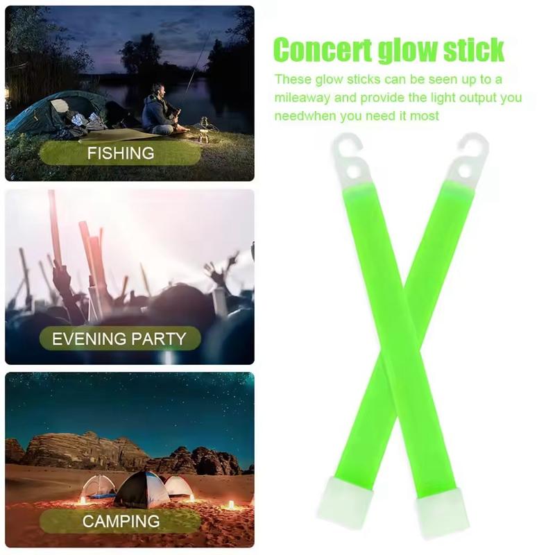 5/10pcs Glow Sticks With Hook 6 Inch Fluorescence Light Stick For Hiking Camping Outdoor Supplies Glow In The Dark Party Decor