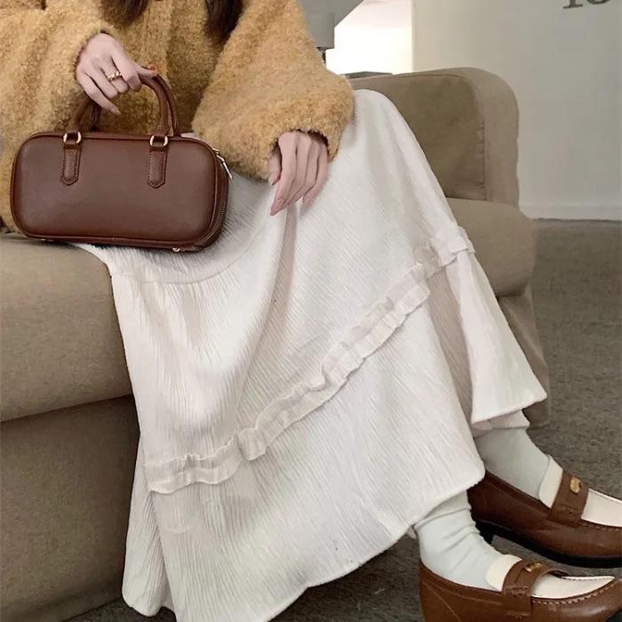 Corduroy Girly Style Long Slimming Cake Skirt - Autumn/Winter Collection