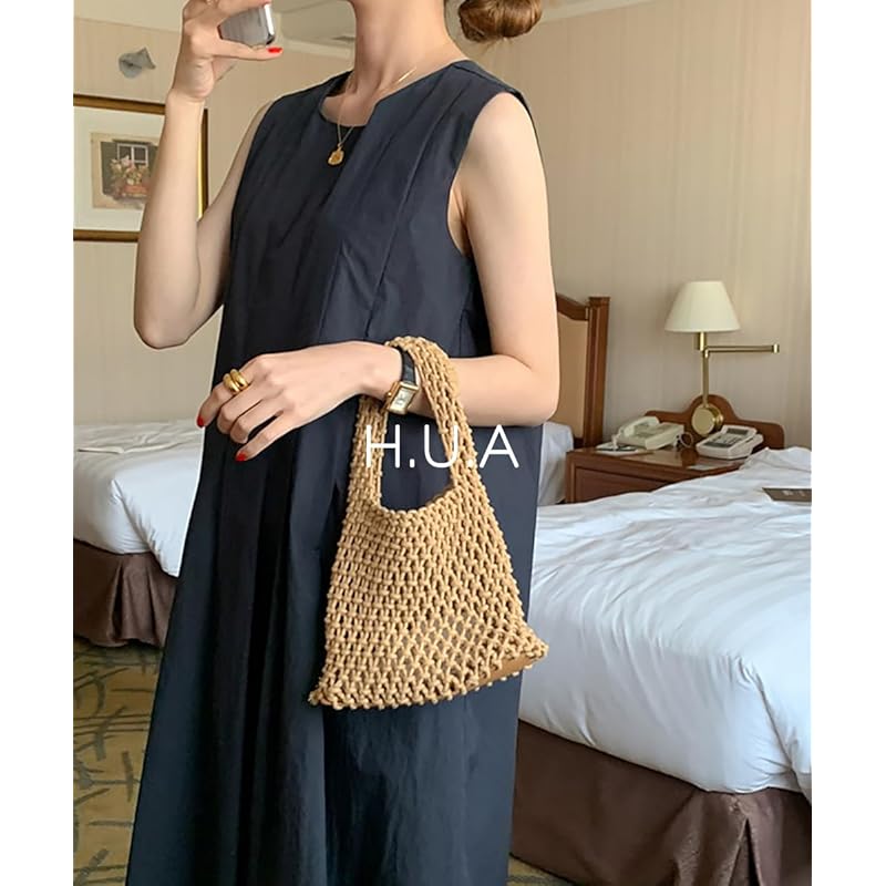 [H.U.A] ladies one piece maxi dress long dress maxi dress large size Yuttari dress a line body shape cover resort spring summer black