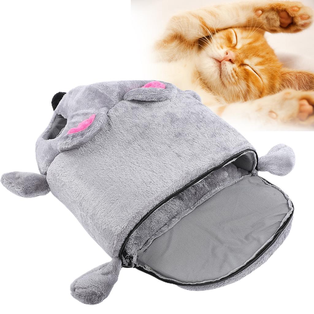 Pet Sleeping Bed Mouse Shape Cave Keep Warm Soft Comfortable Nest House for CatsGray