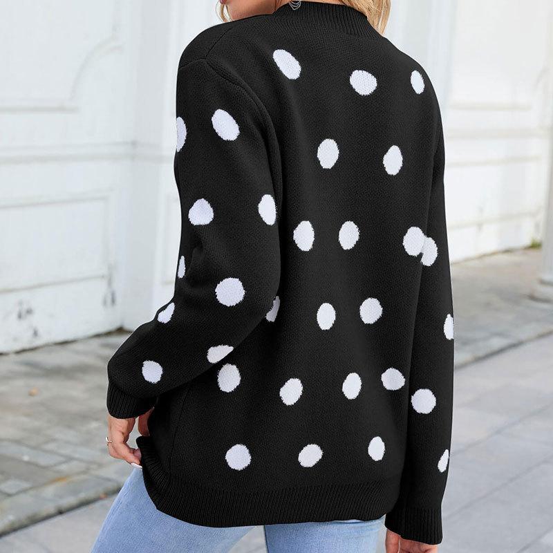 Women's Fall/winter Loose Jacquard Crew-neck Knitted Long Beard Sweater