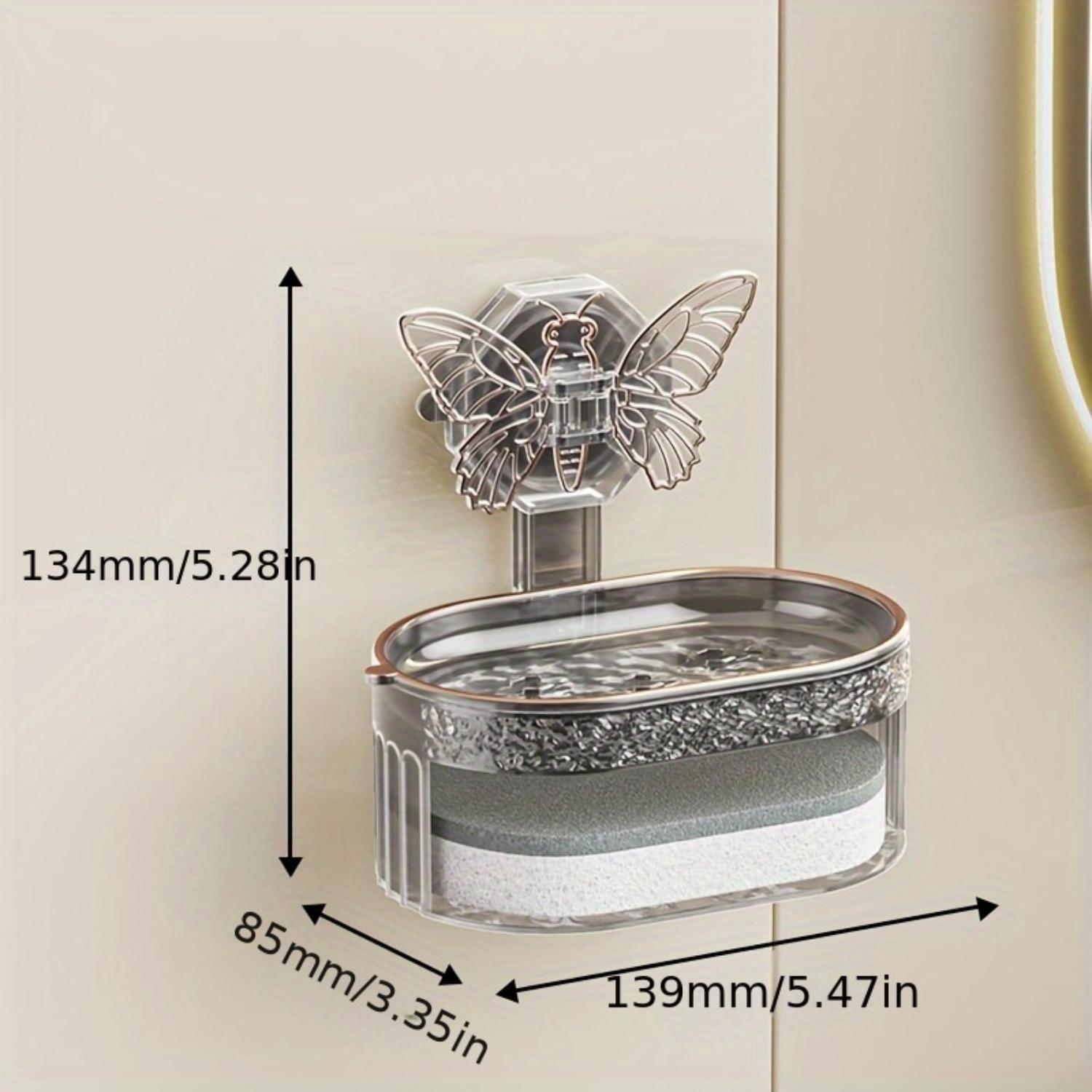 

1 шт. Мыльница на присоске, самоклеящаяся, двухслойная, с дренажем, настенное крепление, полка для мыла для ванной и туалета, настенная мыльница