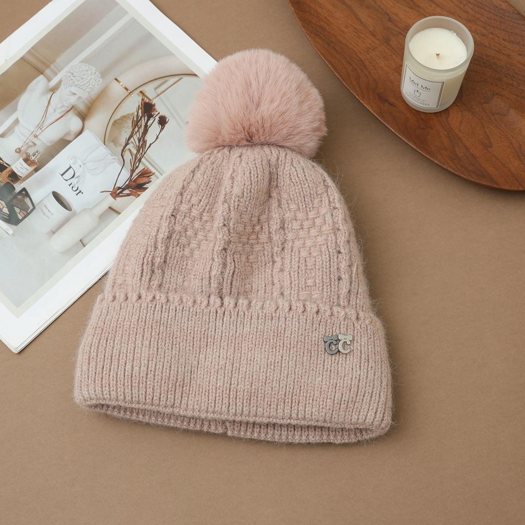 Hat Women's Winter Cycling Fleece Thickened Warm Wool Hat Ear Protector Knitted Hat