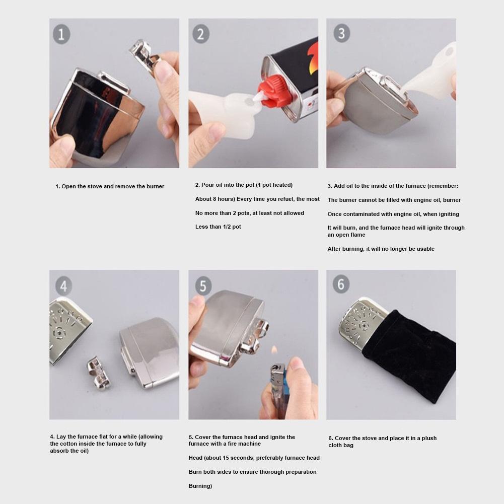 Zinc Alloy Portable Fuel Hand Warmer Reusable Pocket Hand Warmer Small Handy Warmer Heater for Outdoor Sports Camping Hiking