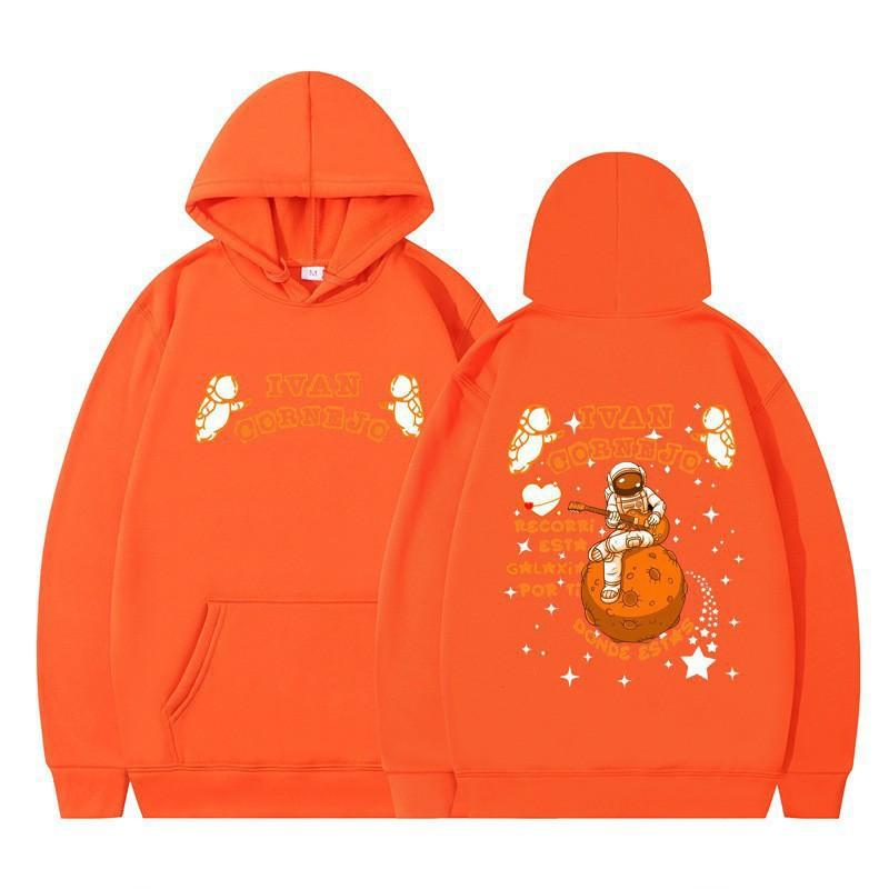 Unisex Hooded Sweatshirt With Astronaut Print Loose Fit Casual Sportswear Men Women Teens