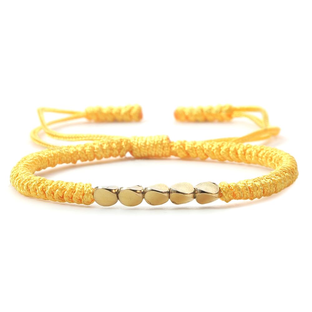Handmade Tibetan Copper Bead Thread Braided Bracelet Red Lucky Rope Prayer Wristband Bracelets for Men Women Ethnic Jewelry Gift
