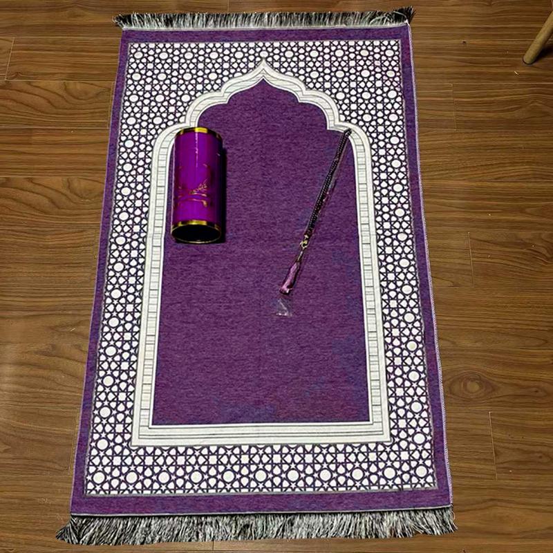 Islamic Prayer Mat Set Prayer Rug with Rosary Bead Storage Tube Travel Worship Blanket Outdoor Muslim Pray Mat Ramadan Gifts New