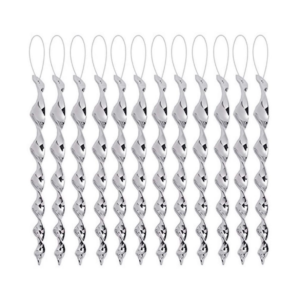 12Pcs 30cm Silver Spiral Reflective Bird Repeller Sticks Anti Bird Deterrent for Garden