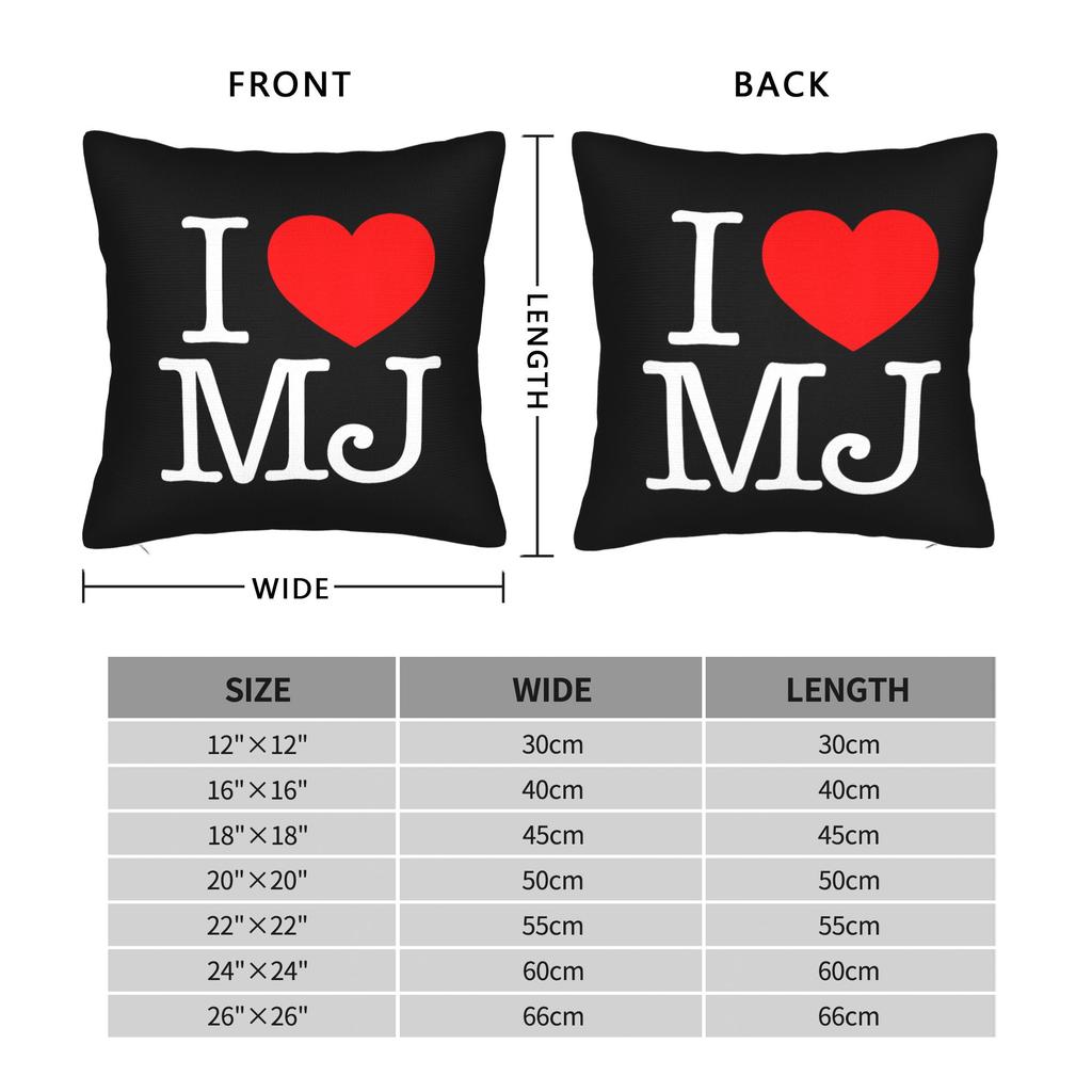 Ich Liebe Herz Mj Quadratische Kissenhülle Polyester Kissen für Sofa Neuheit Kissenbezüge