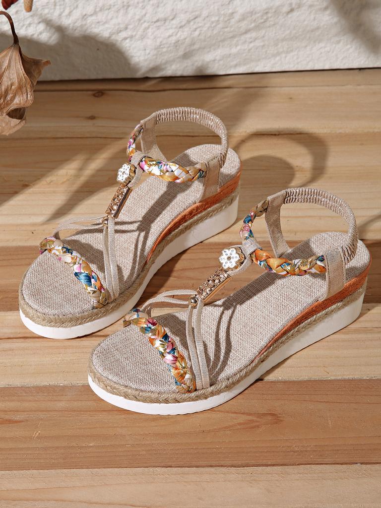 Fashion New Women Fashion Comfortable Outdoor Wedges Shoes Summer 2024 Flower Non Slip Platform Beach Low Heels Sandals Shoes for Women