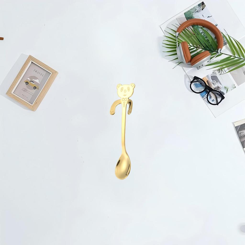 304 Edelstahl Wandmontierter Bärenlöffel Kaffee Hängelöffel Dessertlöffel Kleiner Löffel Rühren Hängender Becher Eislöffel