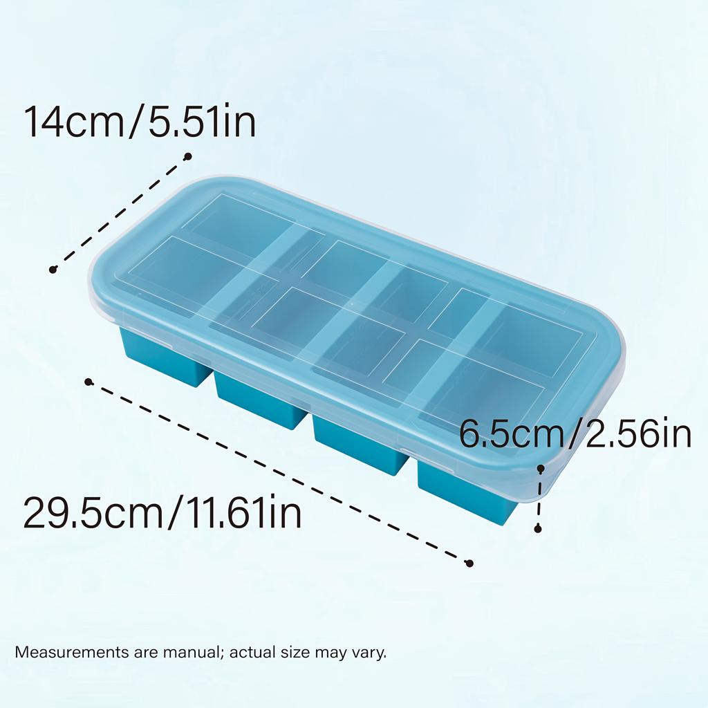 Large Silicone Food Safe Freezer ,Oven Safe Storage Box with Transparent Lid , Multi Purpose Ice Maker , Baking Tray, Dishwasher Safe