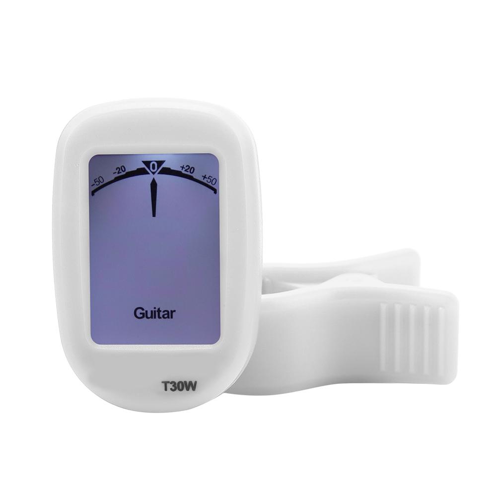 Meideal T30W Clip On Guitar Tuner for Chromatic Bass Violin Ukulele LCD(White)
