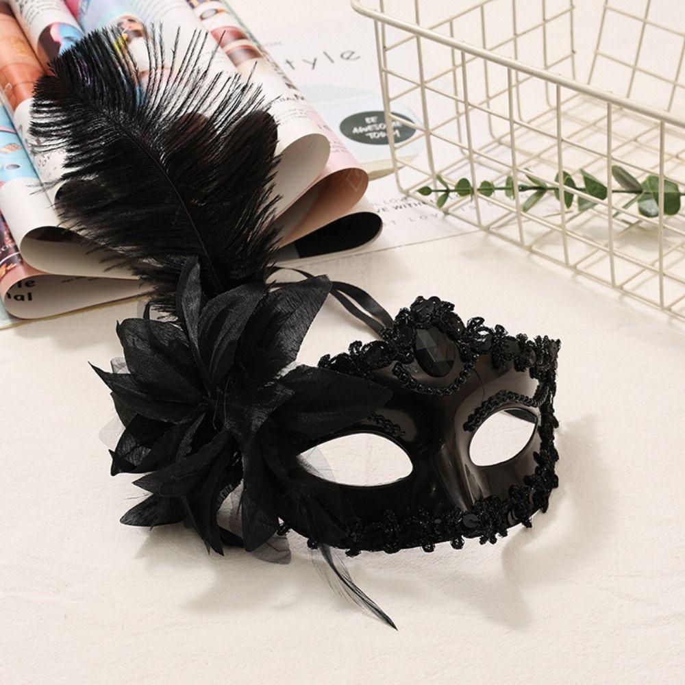 Blumen Feder Maske Mehrfarbig Halloween Festival Party Maske Kostüm Halbgesichtsmaske Damen
