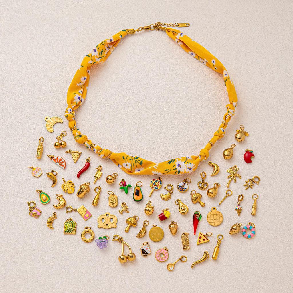 18K Gold Plated Stainless Steel Adjustable Chain with Fruit Pendant for DIY Jewelry