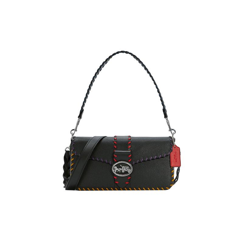

COACH Georgie 27 Solid Color Block Stitched Shoulder Crossbody Flap Dionysus Carriage Buckle Leather Underarm Bag Shoulder Bag Medium Women s Black чорний