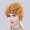 Women Winter Hand Knitted Genuine Mink Fur Hat Natural Warm Good Elasticity Fur Cap Russia Lady Quality Real Mink Fur Hats