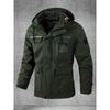 Men's Softshell Jacket, Spring and Autumn Multi-Pocket Hooded Jacket, Waterproof and Windproof Outdoor Jacket for Hiking and Camping