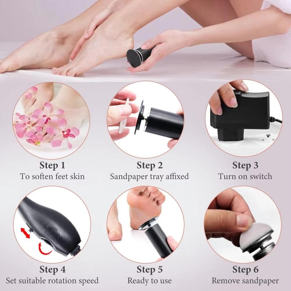 Rotatable Electric Foot Grinder Aluminum Zinc Zinc Alloy Callus Remover Electric Foot File  Beauty