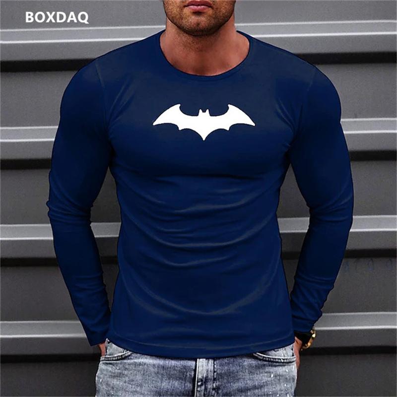 Bat Graphic 3D Printed Men's T-shirts Long Sleeve Street Style Hip Hop T-shirts Plus Size Loose Casual Sporty Tops Clothing