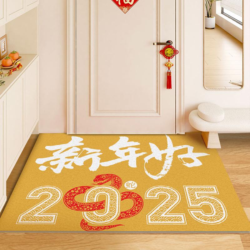 

Новогодний коврик для двери год Змеи красный праздничный коврик для входной двери впитывающий коврик нескользящий и грязеотталкивающий ковер 40 * 60CM Silk Circle