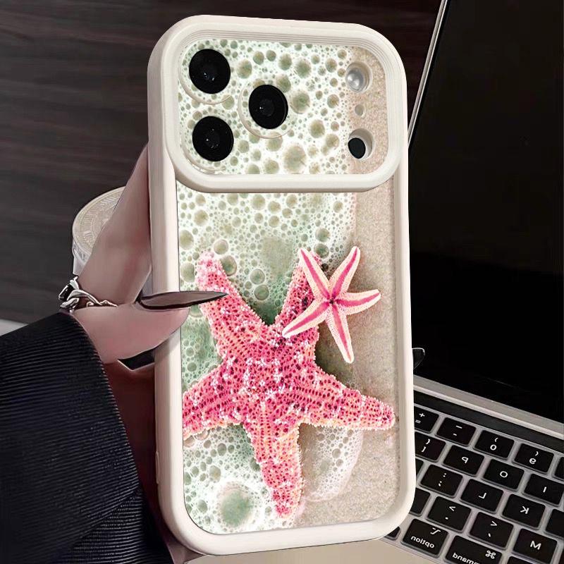 Soft TPU Phone Case For iPhone 17 Pro 15 16 Pro Max 14 13 Pro Max 16e 17e Shockproof Starfish Pattern Silicone Protect Cover