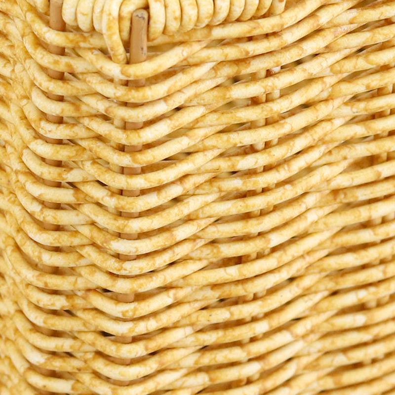 1Pc PP Simple Storage Case Practical Hand-woven Removable Imitation Rattan Desktop Organizing Box Storage Basket