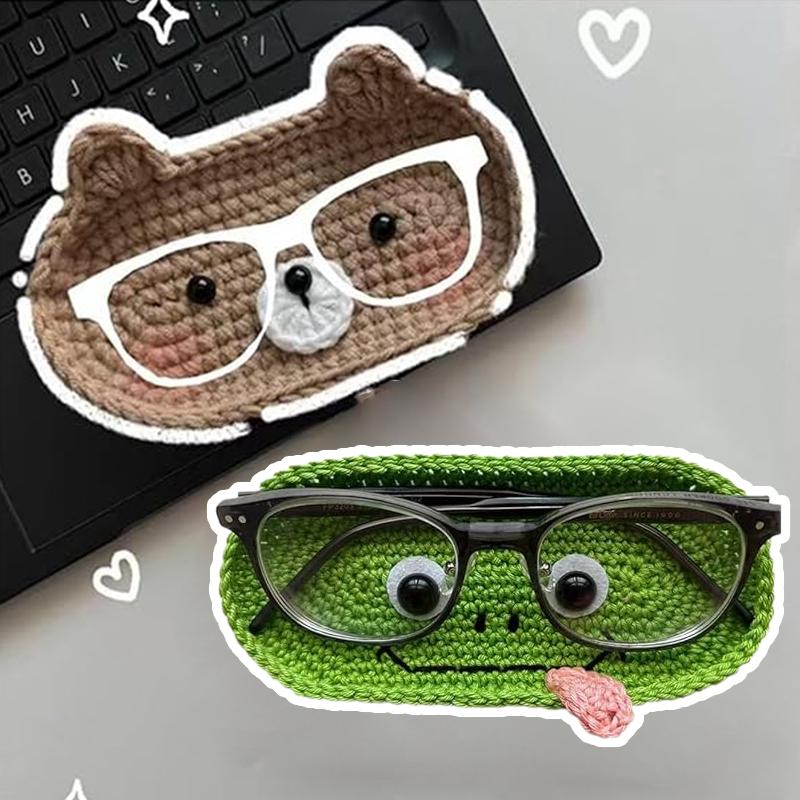 Crochet Glasses Holder – Eyeglass Holder For Desk & Nightstand – Cute Eyeglass Case & Organizer