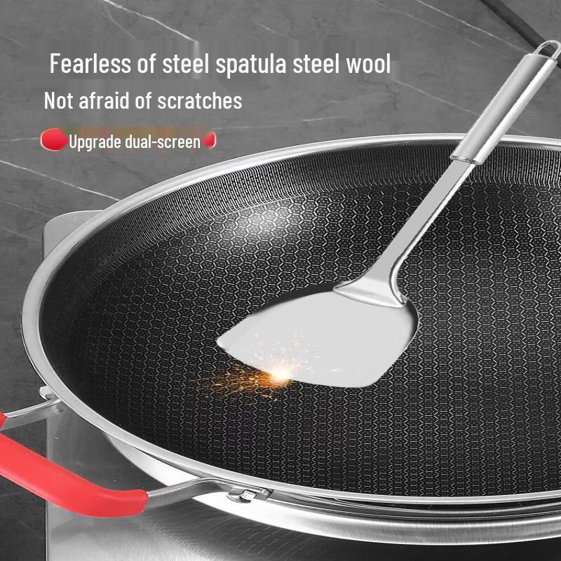 ZISIZ 34cm Concave Stainless Steel Induction Wok