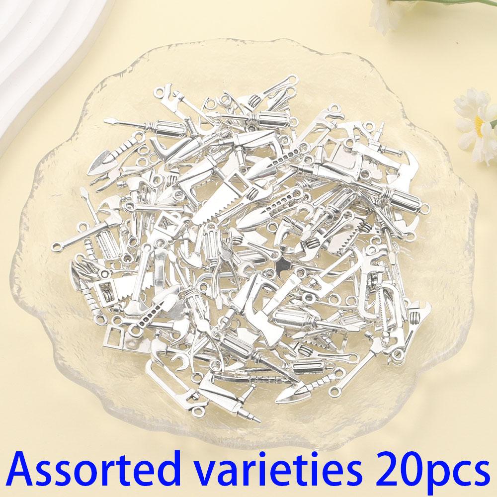 6/12/20pcs Alloy Material Tool Handle Hammer Handle Pendant Home Tool Pendant DIY Bracelet Necklace Earrings Jewelry Making Accessories