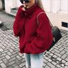 Autumn and Winter Sweater Women's New Style Curled High Collar Batwing Sleeve Knitted Sweater