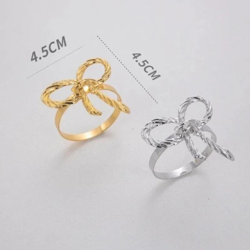 12 SZT Elegancki Pierścień na Serwetki z Kokardą Dekoracja Stołu Weselnego Bożonarodzeniowego Stylowy Dodatek do Jadalni na Imprezę Świąteczną i Uroczystą Kolację