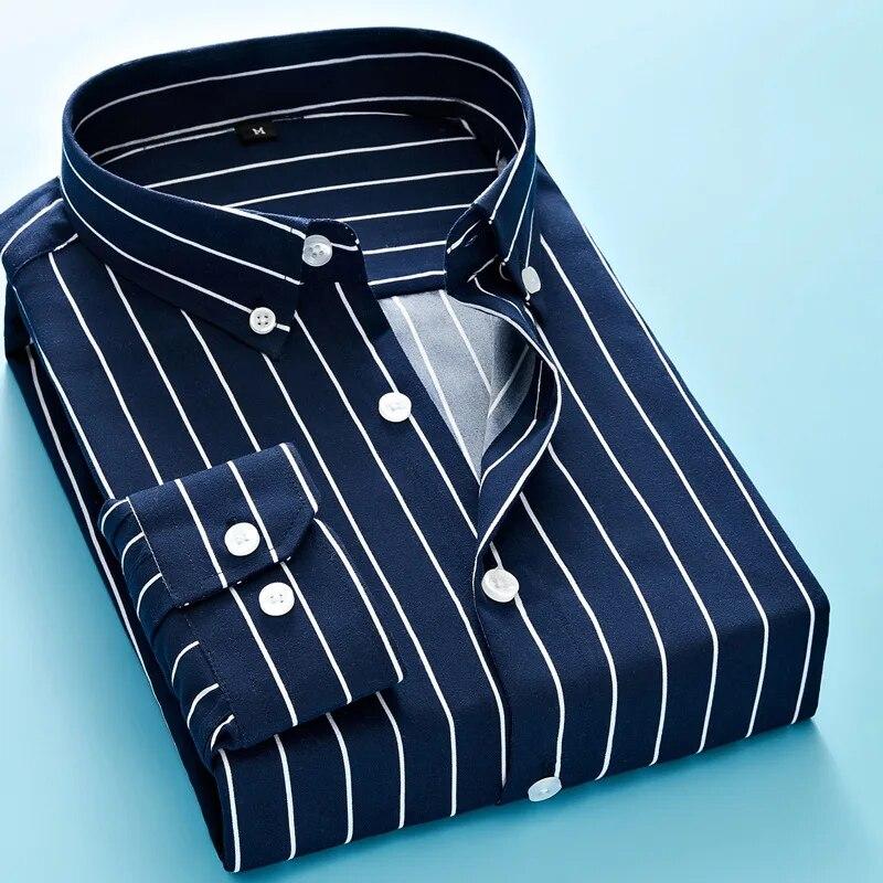 6 Colors Men's Casual Long Sleeved Shirt Striped Shirt Slim Fitting Fashion Top Lapel Men's Clothing Mens Designer Clothes
