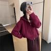New Short Casual Pocket Design Double Zipper Long Sleeve Drawstring Hooded Knitted Cardigan Top Women