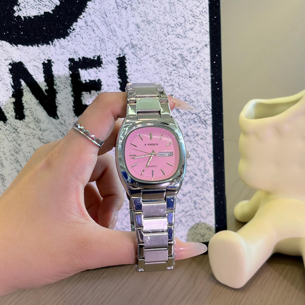 High-Value Simple Double Calendar Women'S Watch Light Luxury Steel Belt Watch Women'S Niche Square Round Light Luxury Quartz Watch Women
