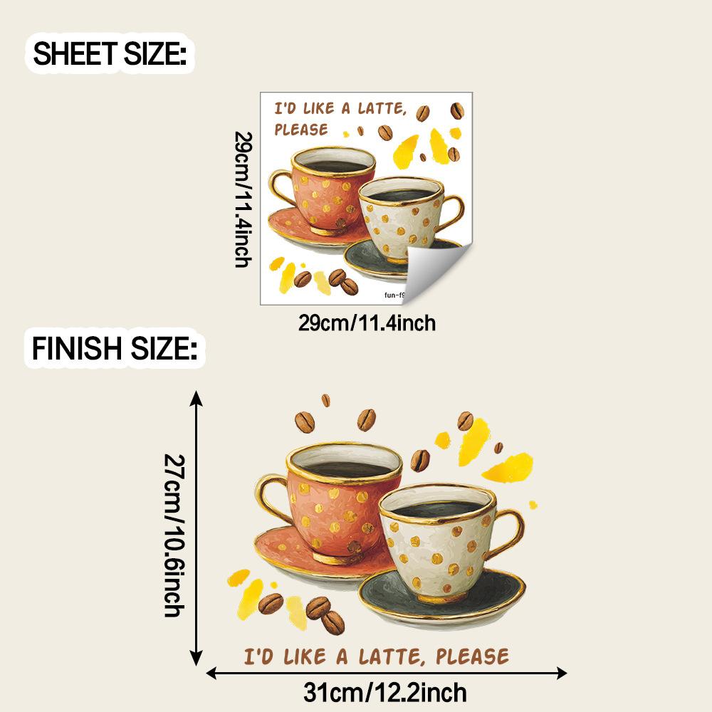 

Персонализированные английские слоганы и кофейная чашка кофейное зерно домашний фон украшение наклейки на стену