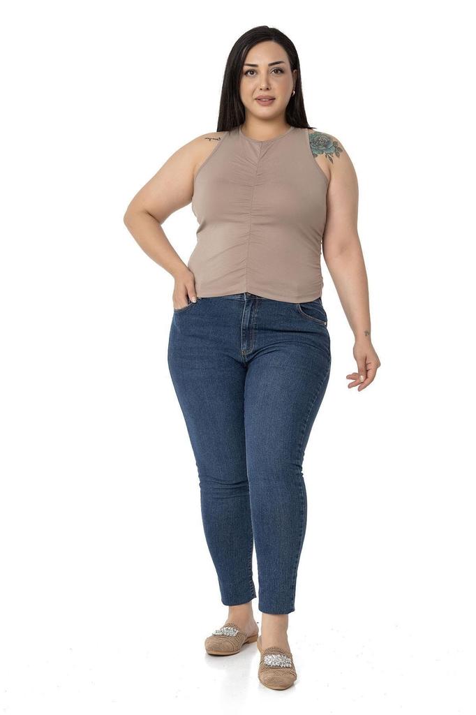 Women's Style Big Size Body Plus Size Halter Neck Mink Body With Draped Front And Sides