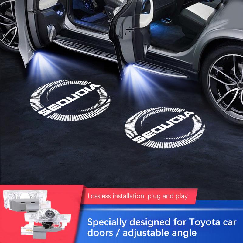 For Toyota S2212Pcs Led Emblem Lamps Car Door Light Luces Projector for Toyota Sequoia 2008 2009 2010 2011-2022 2023 2024