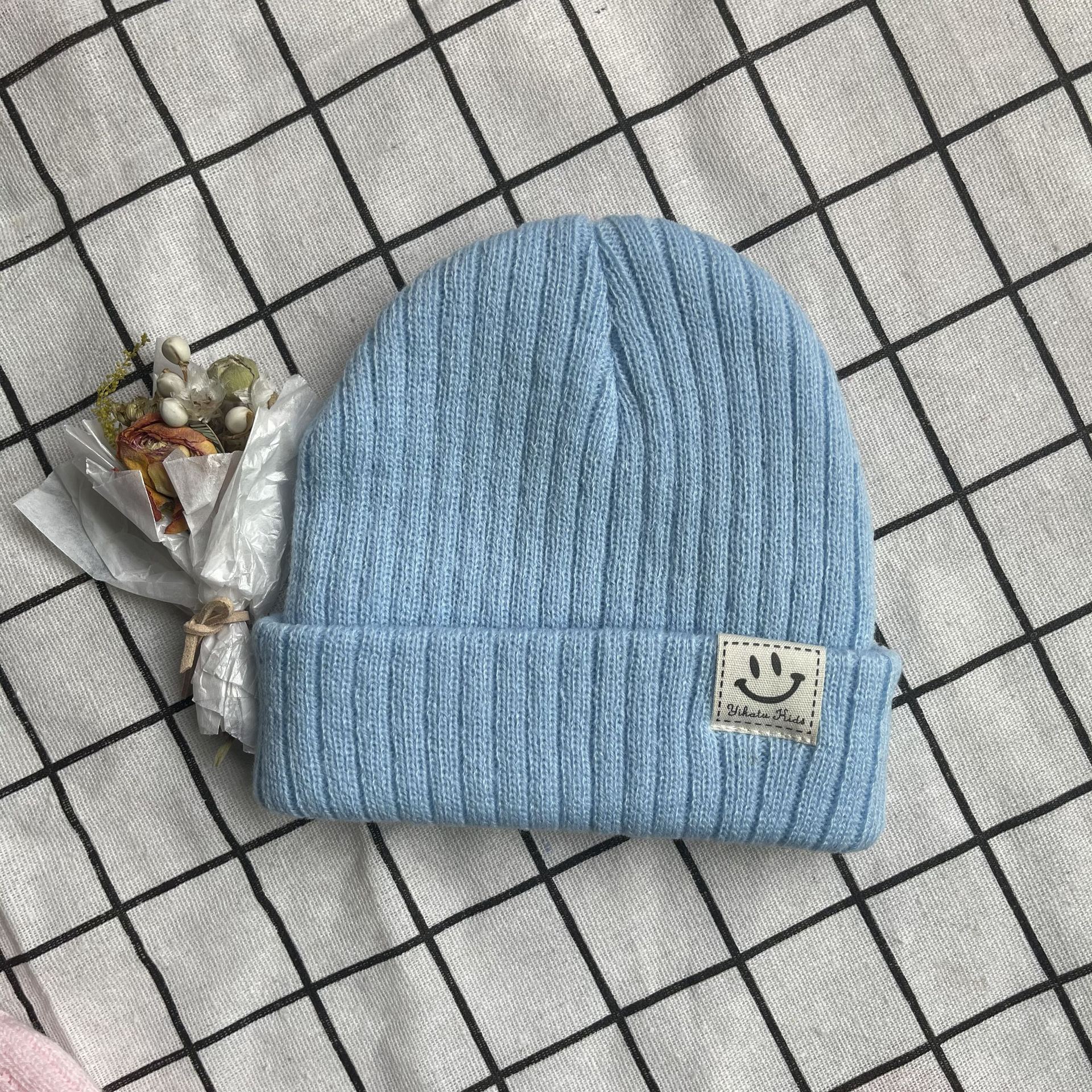 

Зимові шапки RQ Design для малюків Нові шапки-біні В’язана однотонна шапка Корейський стиль Повсякденні шапки Елегантна універсальна шапка-біні світло-синій колір