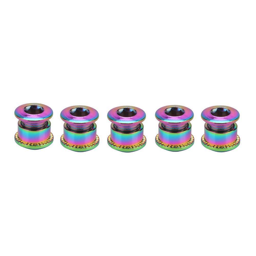 5 Sets Rainbow Single Chainring Bolt M8 Thread Single Ring Sprocket Bolt Chainring Installation