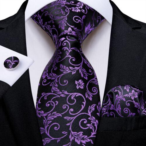 Dibangu Mens Silk Necktie Set Striped Paisley Solid Tie Pocket Square Cufflinks