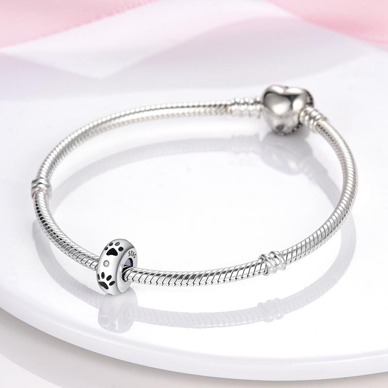 925 Silver Charms Silicone Spacer Beads Fit Original Bangle Bracelet DIY Gift For Women Jewelry Making